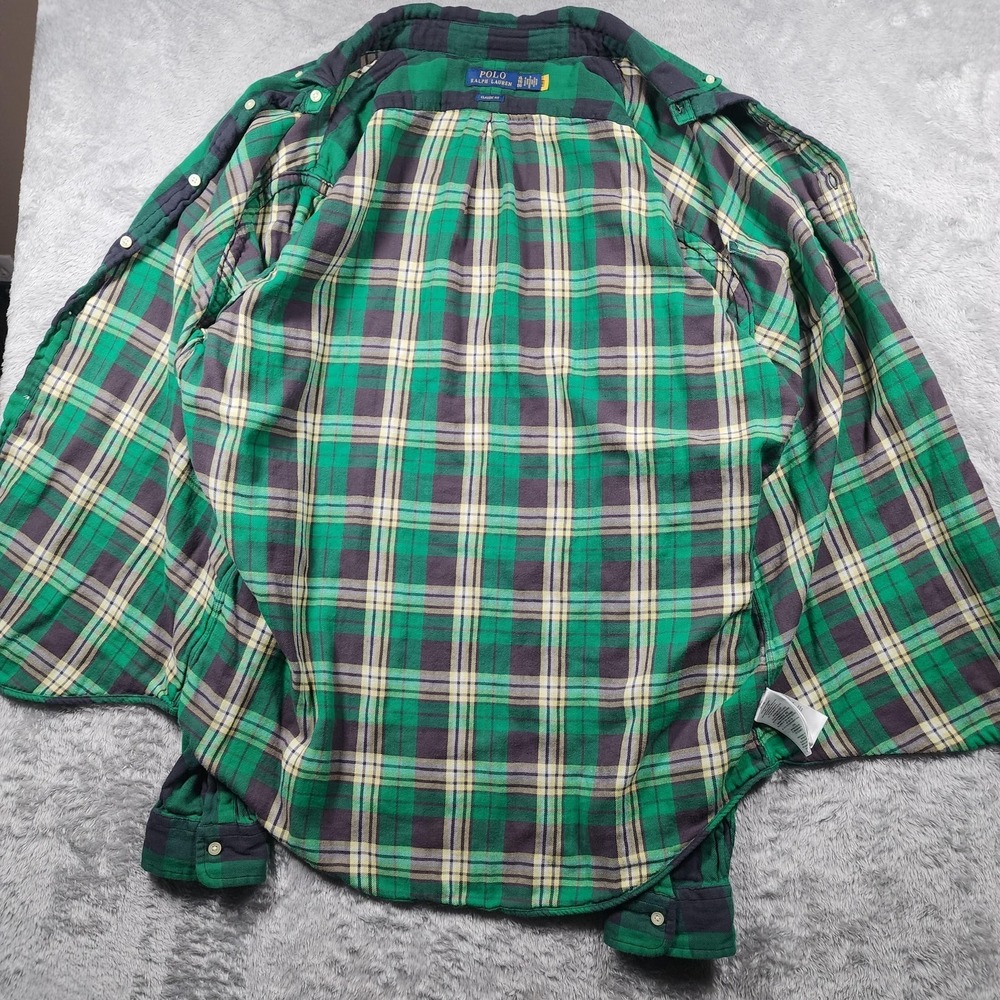Polo Ralph Lauren Shirt Mens XL Green Black Buffalo Plaid Flannel Long Sleeve - Picture 6 of 11